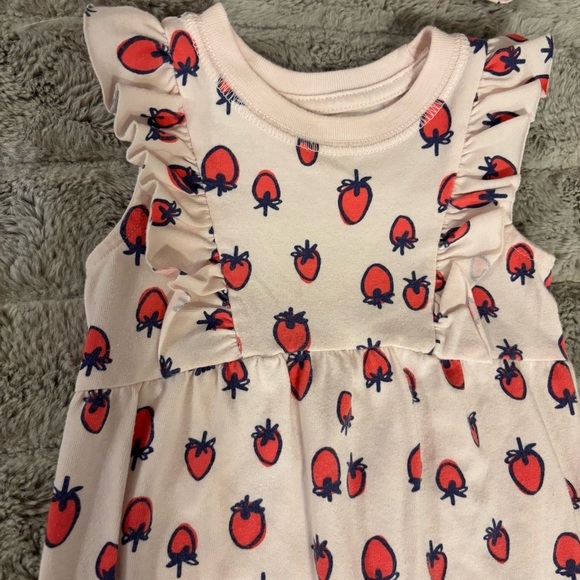 Cat & Jack 12 Months Strawberry Ruffle Romper & Headband, Jumpsuit Summer - Picture 2 of 8